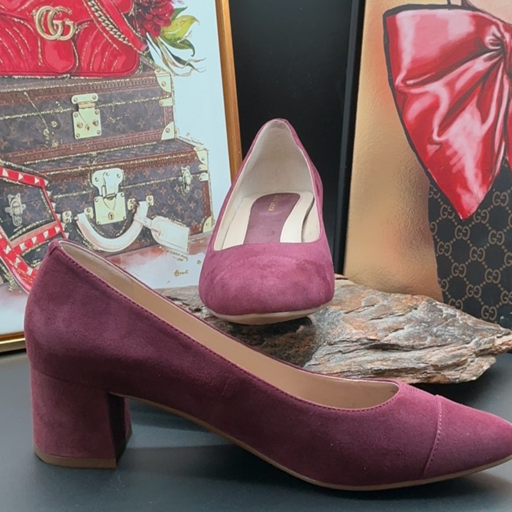 Cole Haan Plum Suede Block Heels - Picture 3 of 4